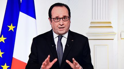 Le président de la République François Hollande lors de ses voeux aux Français, le samedi 31 décembre 2016. (OLIVIER MORIN / AFP)