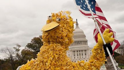 Cette déclaration sur son intention de couper le financement du Public Broadcasting Service (réseau de télévision public à but non lucratif avec plus de 350 stations de télévision membres aux États-Unis) déclenche le buzz sur internet. 

Avec près de dix millions de tweets en quelques minutes, cet évènement est le plus tweeté de l'histoire politique américaine et Big Bird est devenu le nouvel héros de la campagne présidentielle. (AFP PHOTO/Nicholas KAMM)