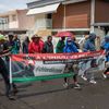 Plus d'un millier de personnes ont répondu à l'appel à manifester le 28 mai 2022 au Lamentin, en Martinique, lancé par plusieurs associations, syndicats et partis politiques pour réclamer justice dans l'affaire du chlordécone. (FANNY FONTAN / HANS LUCAS / AFP)