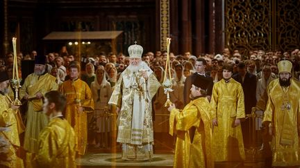 Orthodox Patriarch Kirill of Moscow during Christmas Mass at the Cathedral of Christ the Savior in Moscow, Russia, January 6, 2024. (OLEG VAROV / RUSSIAN ORTHODOX CHURCH PRESS SERVICE / AFP)