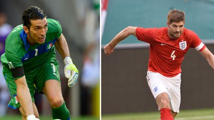 Gianluigi Buffon et Steven Gerrard (YURI CORTEZ/MLADEN ANTONOV / AFP)