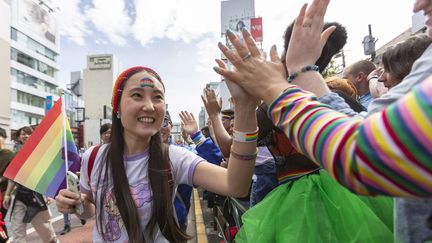 Une femme lors de la Gay Pride à Tokyo, le 28 avril 2019. (EYEPRESS NEWS / AFP)