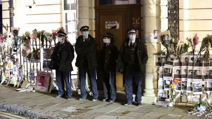 L'ambassade de Birmanie à Londres (Royaume-Uni), le 8 avril 2021.&nbsp; (HASAN ESEN / ANADOLU AGENCY / AFP)