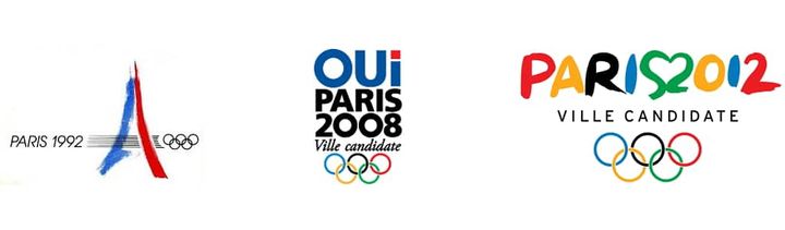 Les précédents logos des candidatures olympiques parisiennes