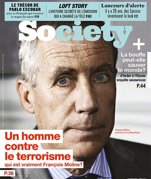 Le magazine "Society" a consacré sa une au procureur de la République François Molins, en avril 2017. (SOCIETY)