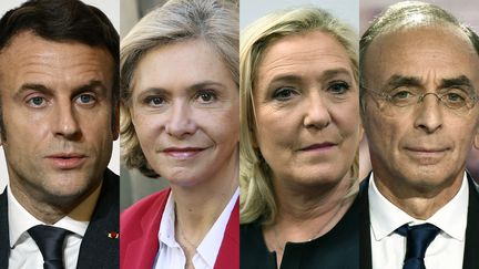 Emmanuel Macron, Valérie Pécresse, Marine Le Pen, Eric Zemmour. (AFP)