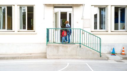 France, Montauban, 2021-09-02. Rentree des classes a l ecole Marcel Guerret a Montauban. Jour de rentree scolaire en Tarn-et-Garonne comme partout en France. Photographie de Patricia Huchot-Boissier / Hans Lucas. (PATRICIA HUCHOT-BOISSIER / HANS LUCAS)