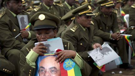 Des soldats attendent les fun&eacute;railles publiques du Premier ministre &eacute;thiopien Meles Zenawi &agrave; Addis Abeba (Ethiopie), le 2 septembre 2012. (REBECCA BLACKWELL / AP / SIPA)