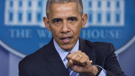 Barack Obama lors d'une conférence de presse à la Maison Blanche, à Washington, le 16 décembre 2016. (SAUL LOEB / AFP)