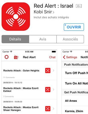 L'appli Red Alert Israël (Capture d&#039;écran)