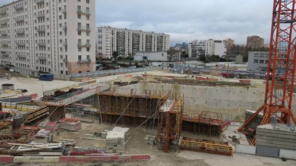 Le chantier de la gare de la ligne 15 du Grand Paris Express. (ARIANE RIOU / MAXPPP)