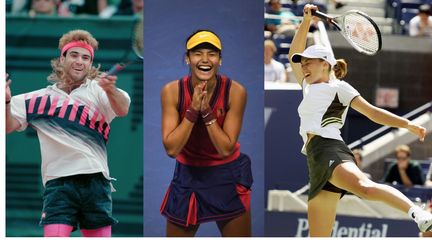 Andre Agassi, Martina Hingis et Emma Raducanu ont en commun d'avoir participé&nbsp;à des finales de Grand Chelem&nbsp;très jeunes. (AFP)