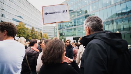 Assemblée générale des salariés d'iTélé, le 25 octobre 2016, à Boulogne-Billancourt. (SIMON GUILLEMIN / HANS LUCAS / AFP)