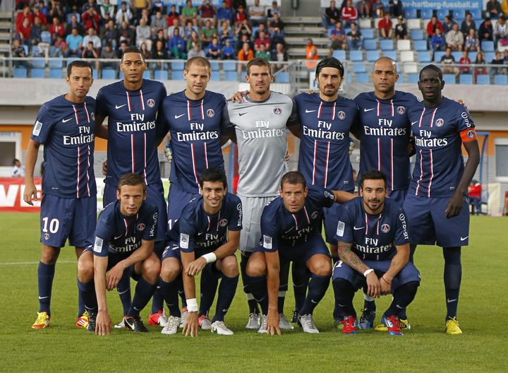 L'&eacute;quipe du Paris Saint-Germain lors du match amical contre le CSKA Moscou &agrave; Hartberg (Autriche), le 14 juillet 2012. (ALEXANDER KLEIN / AFP)