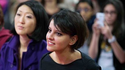 La ministre de l'Education, Najat Vallaud-Belkacem, donne une pr&eacute;sentation au coll&egrave;ge Paul-Bert de Malakoff (Hauts-de-Seine), le 11 f&eacute;vrier 2015. (MAXPPP)