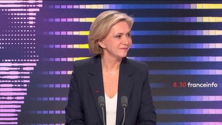 Valérie Pécresse, candidate Les Républicains à l'élection présidentielle, était vendredi 4 mars l'invitée du 8h30 franceinfo.&nbsp; (FRANCEINFO / RADIOFRANCE)