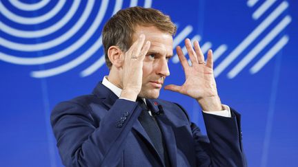 Emmanuel Macron s'exprime lors de la présentation du plan d'investissement "France 2030" au palais de l'Élysée à Paris, le 12 octobre 2021. (LUDOVIC MARIN / POOL AFP)