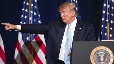 Le président américain Donald Trump lors d'un discours, le 3 janvier 2019, à Miami en Floride. (ANADOLU AGENCY / AFP)