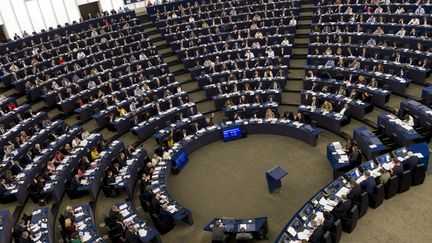 Les députés européens lors d'une session plénière, au Parlement européen de Strasbourg, le 25 octobre.&nbsp; (PATRICK HERTZOG / AFP)