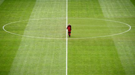 La pelouse du stade Ernst-Happel de Vienne à la veille du match entre l'Autriche et la France, le 9 juin 2022 (FRANCK FIFE / AFP)