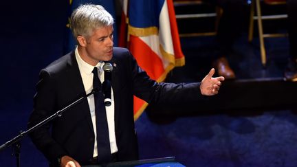 Laurent Wauquiez, le président du parti Les Républicains, le 6 décembre 2018 lors d'un meeting à Saint-Quentin (Aisne). (FRANCOIS LO PRESTI / AFP)