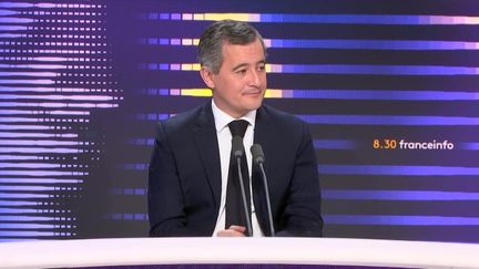 Gérald Darmanin, le ministre de l'Intérieur, était l'invité du 8h30 de franceinfo vendredi 8 décembre 2023. (FRANCE INFO / RADIOFRANCE)