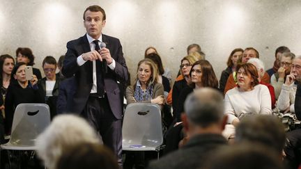 Emmanuel Macron à Bourg-de-Péage (Drôme), le 24 janvier 2019. (EMMANUEL FOUDROT / POOL / AFP)