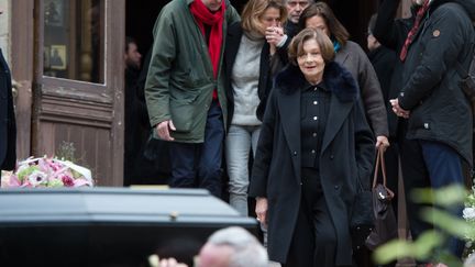 Macha Méril aux obsèques de Michel Legrand, le 1er février 2019 à la cathédrale Saint-Alexandre-Nevsky à Paris. (CHAMUSSY / SIPA)