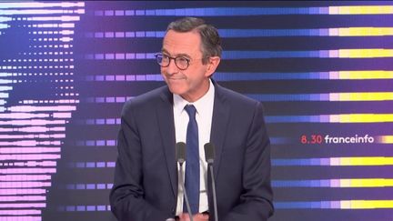 Bruno Retailleau,&nbsp;président du groupe LR au Sénat, était l'invité du "8h30&nbsp;franceinfo", mardi 25&nbsp;octobre 2022. (FRANCEINFO / RADIOFRANCE)