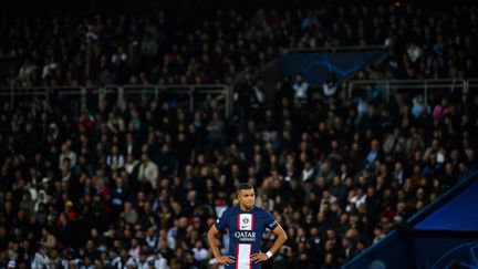 Kylian Mbappé lors de PSG-Benfica, le 11 octobre 2022. (ANNE-CHRISTINE POUJOULAT / AFP)