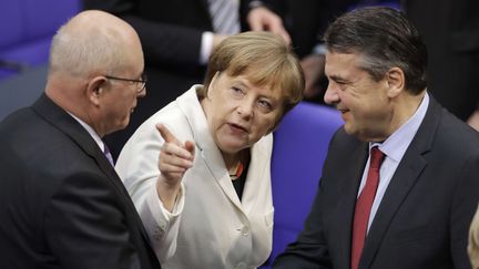 La chancelière allemande, Angela Merkel, le 14 mars 2018 à Berlin (Allemagne). (MICHAEL SOHN / AP / SIPA)