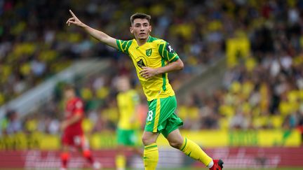 Le milieu de terrain écossais de Norwich, prêté par Chelsea, Billy Gilmour, lors de la rencontre face à Liverpool, samedi 14 août 2021. (JOE GIDDENS / MAXPPP)