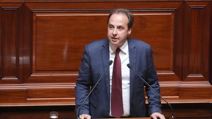 Jean-Christophe Lagarde&nbsp;lors du congrès à Versailles, le 9 juillet 2018.&nbsp; (LUDOVIC MARIN / AFP)