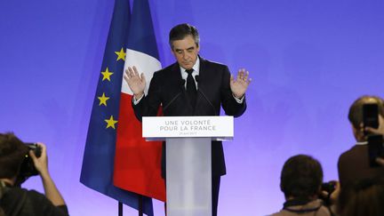 François Fillon reconnaît sa défaite au premier tour de l'élection présidentielle, le 23 avril 2017, à son QG de campagne. (MAXPPP)