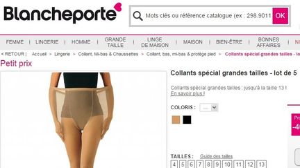 Capture &eacute;cran du site de vente en ligne Blancheporte, le 14 novembre 2014. (BLANCHEPORTE.FR)