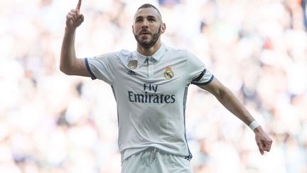 L'avant-centre du Real Madrid, Karim Benzema, le 2 avril 2017 à Madrid (Espagne). (RUBEN ALBARRAN / SHUTTERS / SIPA)