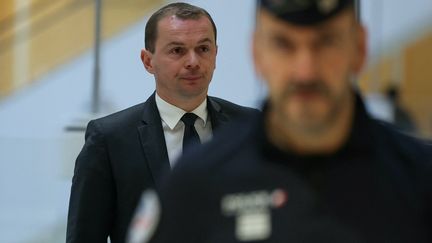 Minister Olivier Dussopt upon his arrival at the Paris criminal court, November 27, 2023. (THOMAS SAMSON / AFP)