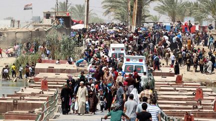 Au moins 25.000 personnes ont fui Ramadi ces derniers jours, selon l'ONU, pour échapper à la prise de contrôle de la ville par les combattants du groupe de l'Etat islamique, le 17 mai 2015.   (AFP Photo/Sabah Arar)