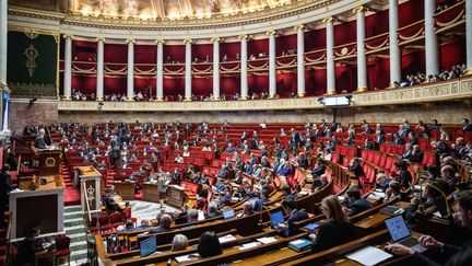 L'Assemblée nationale lors d'une session de vote, le 28 novembre 2024, à Paris. (OLIVIER JUSZCZAK / SIPA)