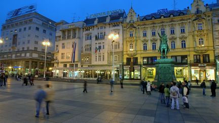 La statue de Ban Jelacic sur une place de Zagreb (Croatie). (PHILIPPE GIRAUD / CORBIS HISTORICAL via GETTYIMAGES)