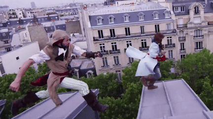 Capture d'&eacute;cran de la vid&eacute;o de Devin Super Tramp "Assassin's Creed Unity Meets Parkour in Real Life". ( YOUTUBE)