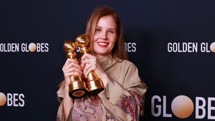 Justine Triet à la soirée des 81e Golden Globe Awards, le 7 janvier 2024 à Beverly Hills, en Californie. (ELYSE JANKOWSKI / GOLDEN GLOBES / AFP)