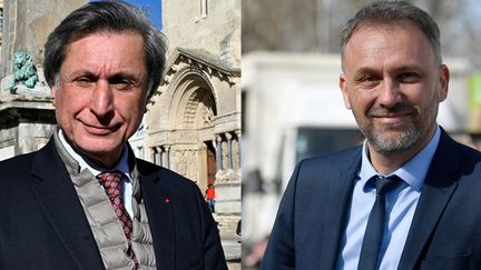 Patrick de Carolis et Nicolas Koukas, les deux candidats au second tour des élections municipales à Arles (GERARD JULIEN / AFP)