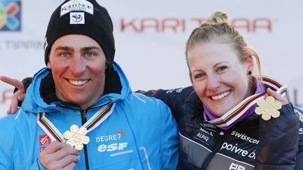 Jean-Frédéric Chapuis et la Suissesse Fanny Smith, champions du monde 2013 de skicross (HAKON MOSVOLD LARSEN / MAXPPP)