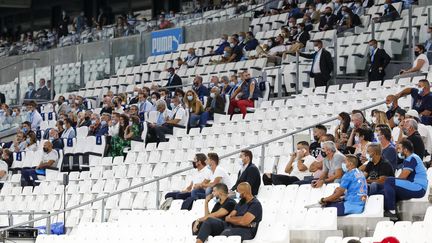 Les tribunes du stade Vélodrome lors du match entre l'Olympique de Marseille et l'AS Saint-Etienne (Ligue 1) le 17 septembre 2020. (SPEICH FRÉDÉRIC / MAXPPP)