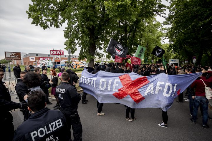 Manifestation contre l'AfD, le parti de l'ultra-droite allemande, en mai 2019 à Berlin. (CHRISTOPH SOEDER / DPA)