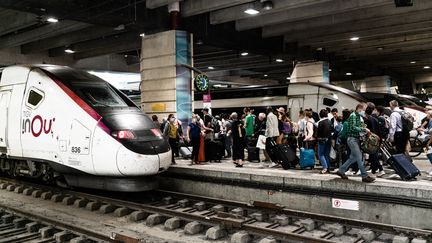 Un TGV en gare Montparnasse, à Paris, le 29 juin 2022. (DANIEL DERAJINSKI / HANS LUCAS / AFP)