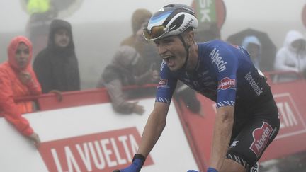 Jay Vine (Alpecin-Deceuninck) lors de la 6e étape de la Vuelta, le 25 août 2022. (ANDER GILLENEA / AFP)