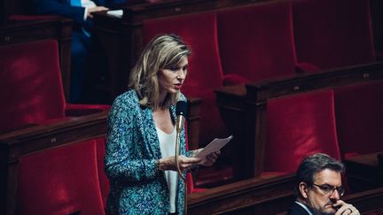 The deputy for the 4th constituency of Haute-Savoie Les Républicains Virginie Duby-Muller at the National Assembly, in Paris, May 9, 2023. (VIRGINIE HAFFNER / HANS LUCAS / AFP)