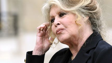 Brigitte Bardot quitte le Palais de l'Elys&eacute;e, le 27 septembre 2007 &agrave; Paris apr&egrave;s un entretien avec le pr&eacute;sident de la R&eacute;publique. (ERIC FEFERBERG / AFP)